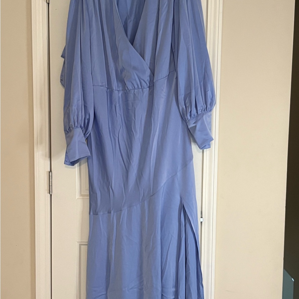 Eloquii Lavender silk like dress with split detail